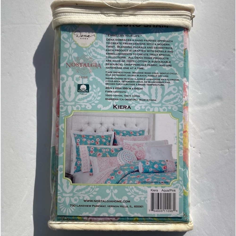 Dena Home Euro Pillow Sham Kiera 26” x 26” Floral Cotton Shabby CottageCore New - Picture 2 of 6